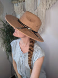 Wide Brim Camel Splatter Hat with Pyrite Hat Band - Size Large