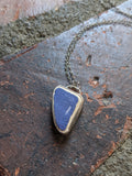 Rare! Ocean Tumbled Blue Tile Pendant on Sterling Silver Chain