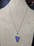 Rare! Ocean Tumbled Blue Tile Pendant on Sterling Silver Chain