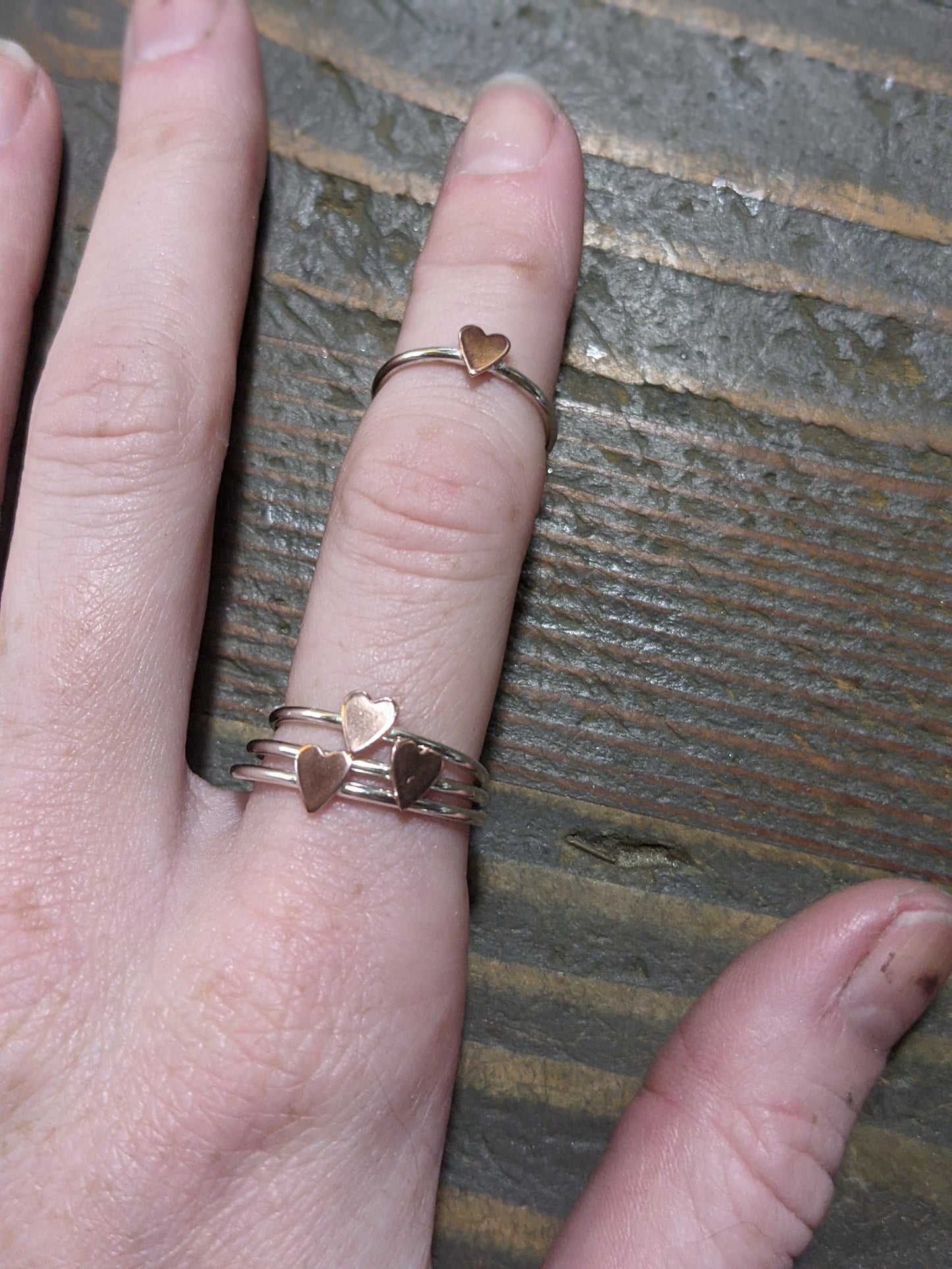 Copper Heart and Sterling Silver Ring
