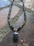 Larvikite Labradorite and Onyx Short Statement Necklace