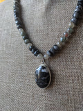 Larvikite Labradorite and Onyx Short Statement Necklace