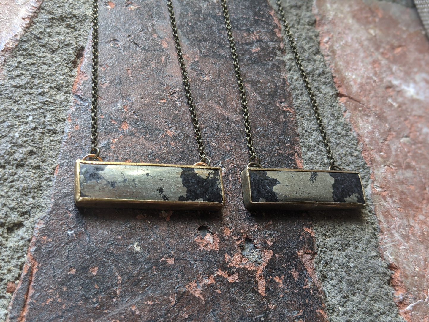 Apache Gold Rectangular Bar Brass Necklace (MTO)