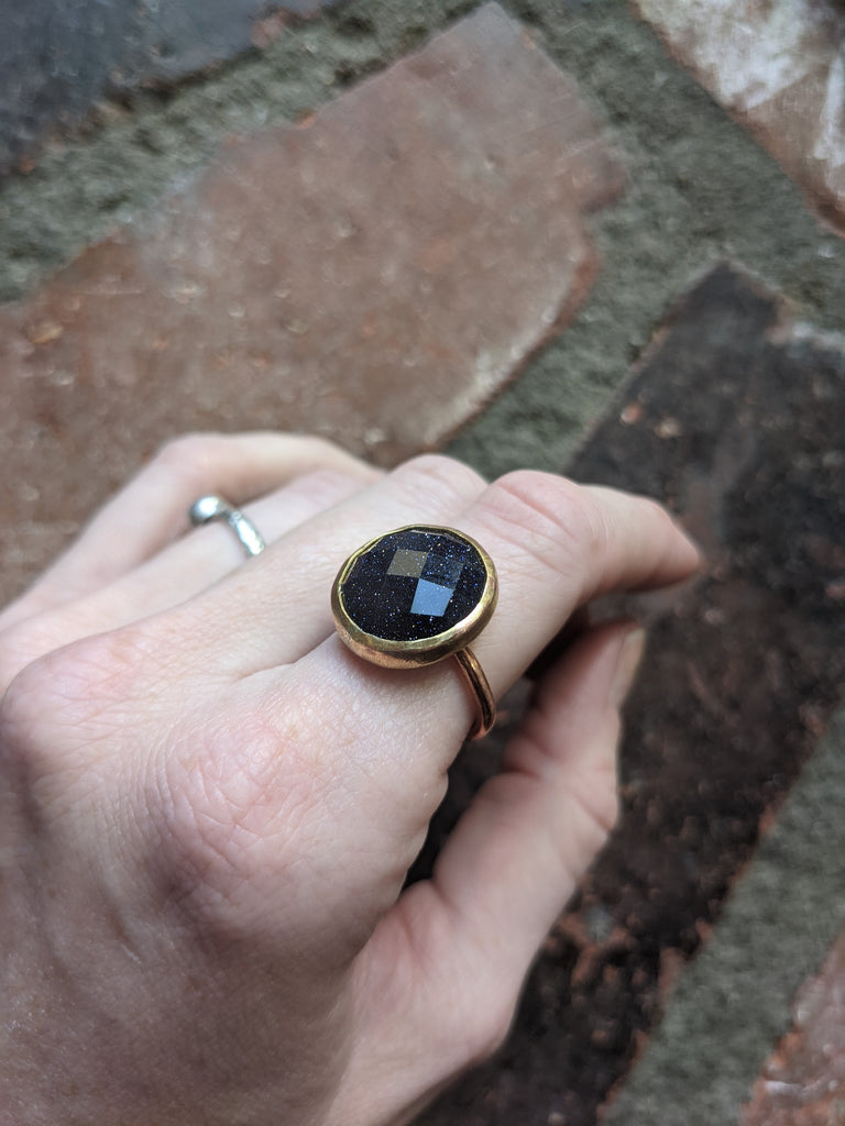 Blue Goldstone and Brass Ring MTO