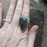 Sheen Obsidian Tear Drop Ring - (MTO)