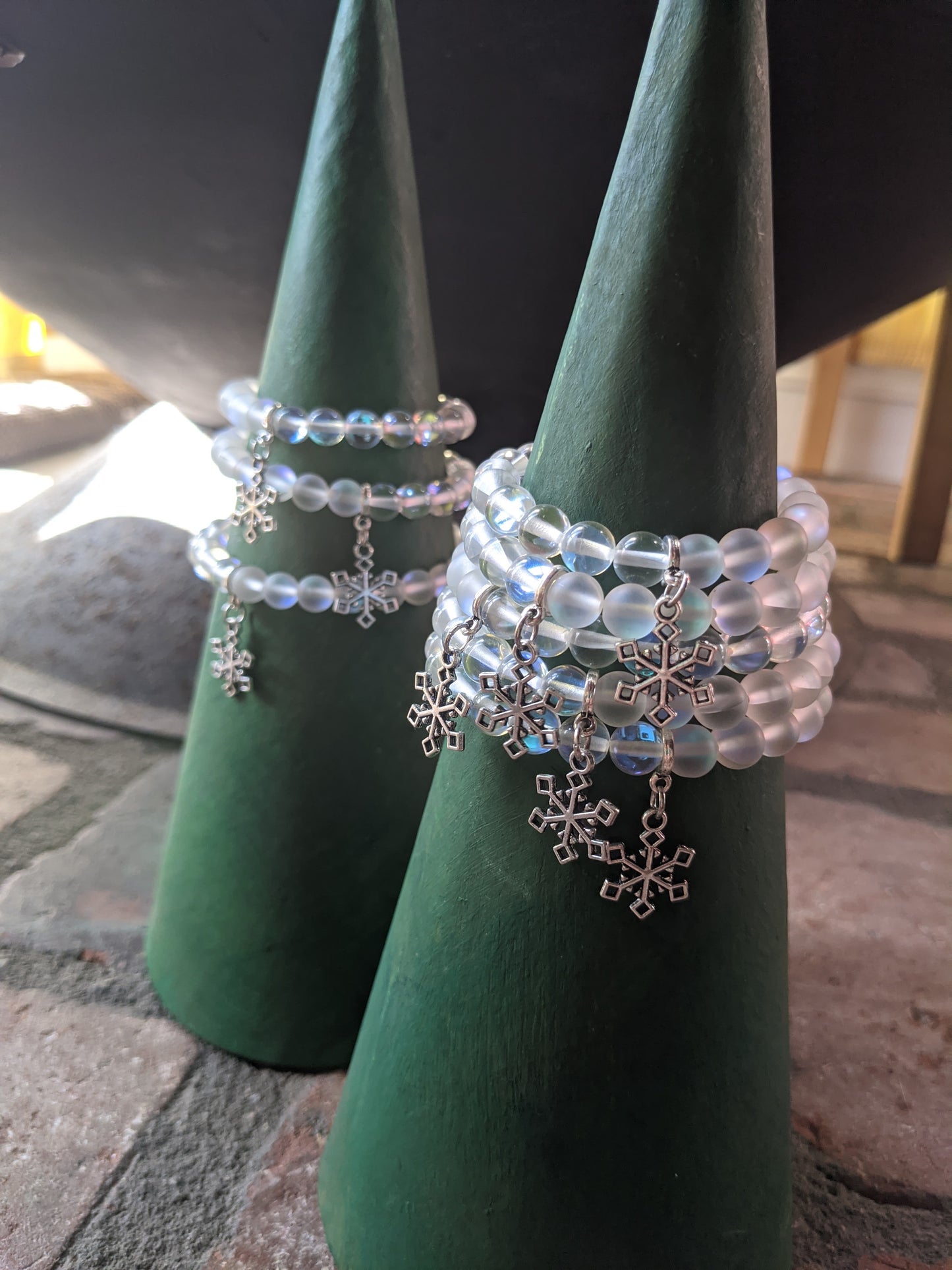 Frosted Aura Crystals and Snowflake Charm