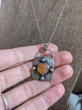 Silver Heart Lock Necklace (Variety of Stones Available) MTO