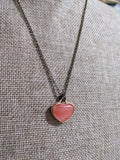 Cherry Quartz Large Heart Necklace (Available in Silver and Brass) MTO