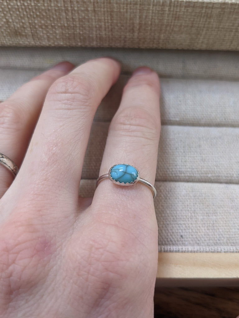 Turquoise Oval Sterling Silver Ring - (Various Sizes Available)