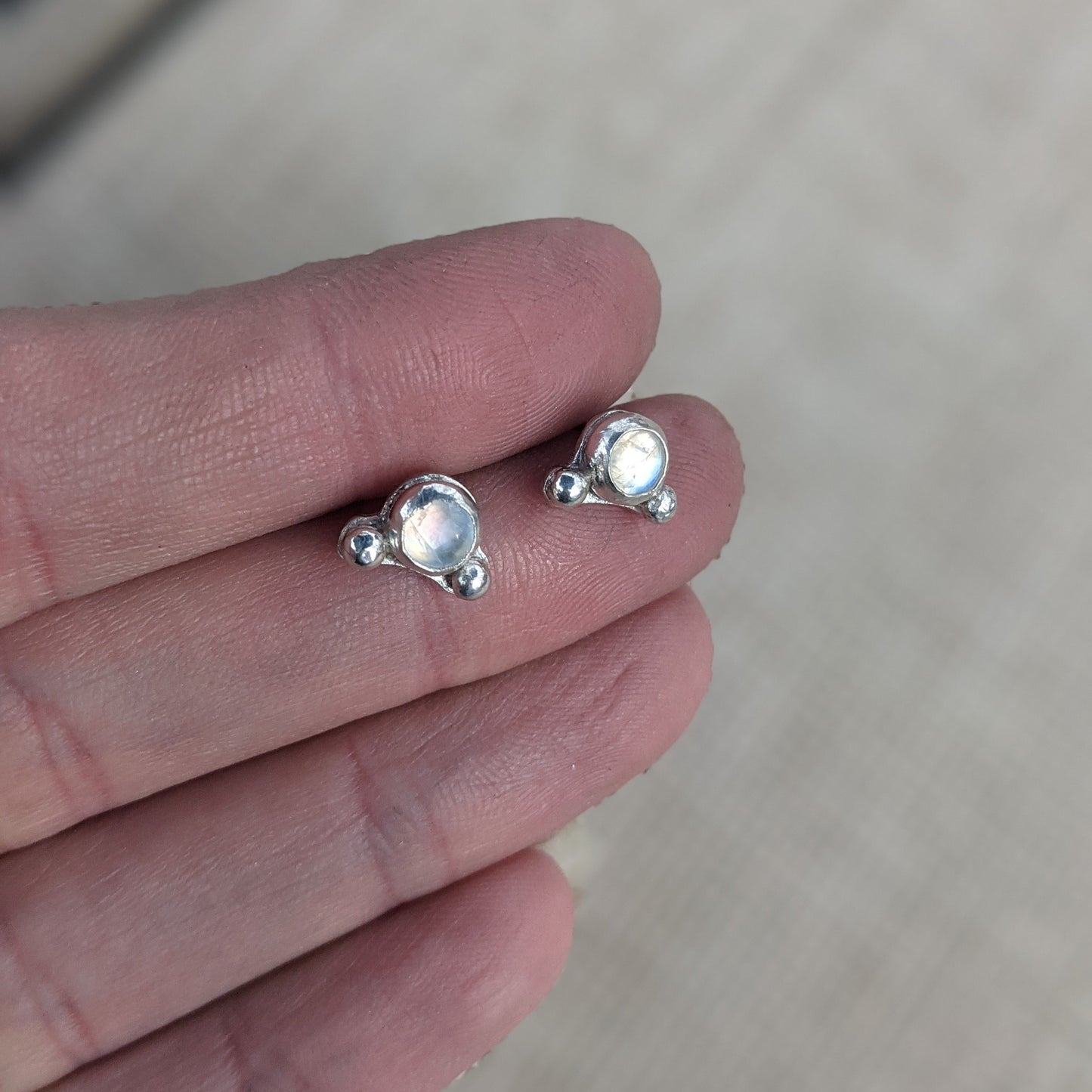 Moonstone and Sterling Embellished Everyday Studs (MTO)