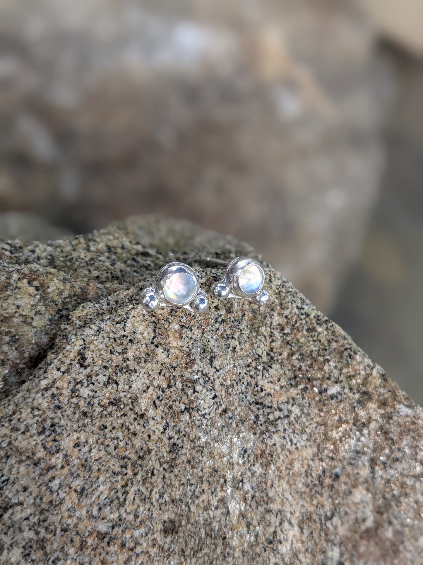 Moonstone and Sterling Embellished Everyday Studs (MTO)