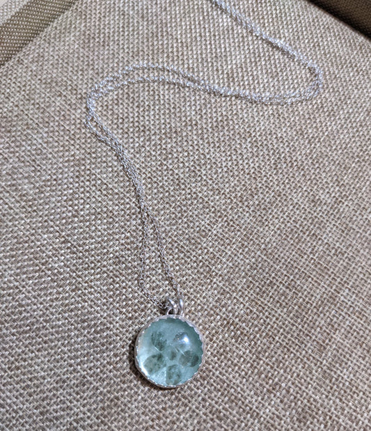 Green Fluorite Floral Cut Out Pendant Sterling Necklace (MTO)