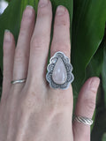Rose Quartz Tear Drop Statement Ring (RTS size 8)