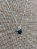 Mini Blue Goldstone Heart Necklace (Sterling) MTO