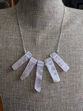 Light Pink Rose Quartz Necklace on Stainless