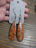 Large Orange Sea Sediment Tear Drop Earrings