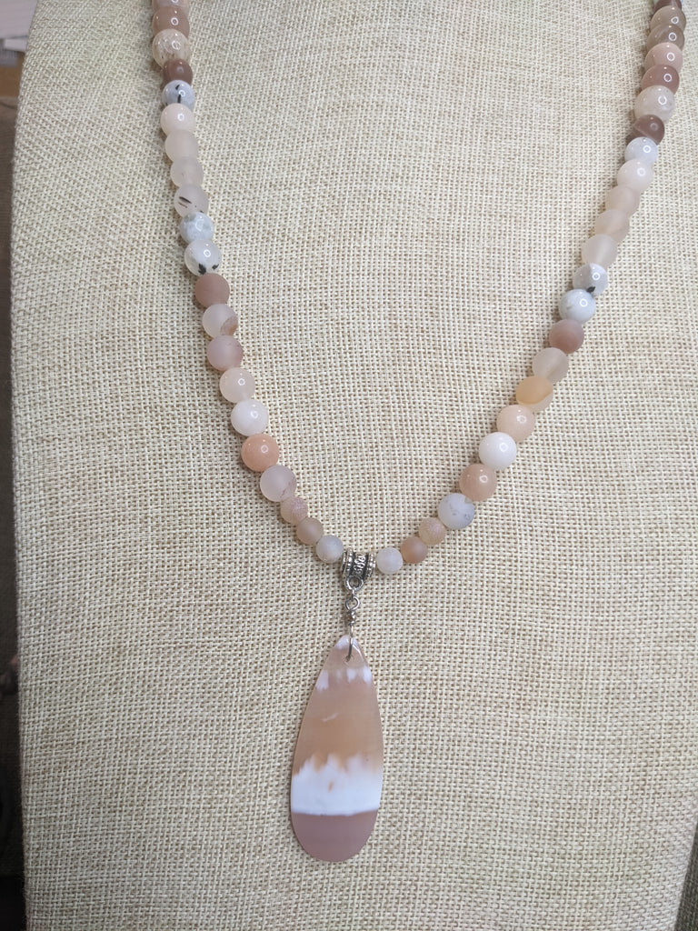 Pink Aventurine, Peach Moonstone and Pink Botswana Agate Statement Necklace