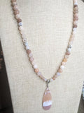 Pink Aventurine, Peach Moonstone and Pink Botswana Agate Statement Necklace