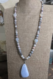 Artistic Jasper and Blue Lace Agate Statement Necklace