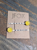 Yellow Druzy Bobby Pin Set of 2