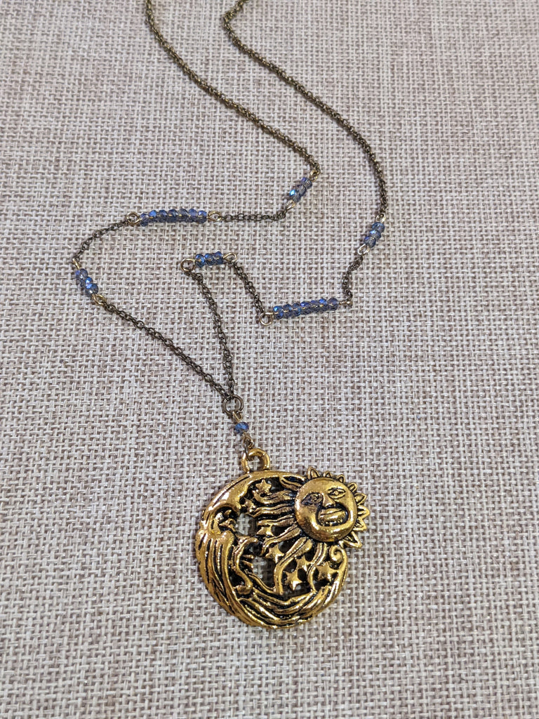 Sun and Moon Brass Necklace
