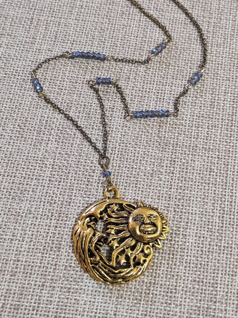 Sun and Moon Brass Necklace