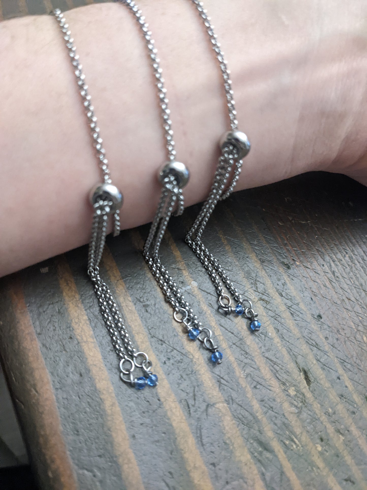 Blue Kyanite Adjustable Slide Bracelet (Silver or Gold)