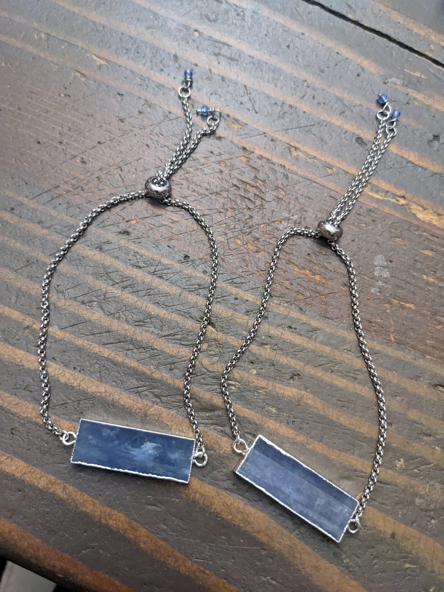 Blue Kyanite Adjustable Slide Bracelet (Silver or Gold)