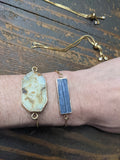 Blue Kyanite Adjustable Slide Bracelet (Silver and Gold)