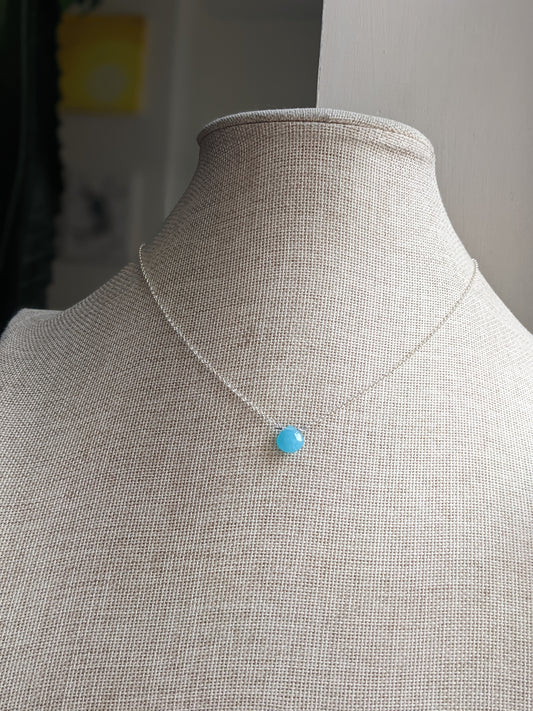 Aqua Tear Drop Pendant on Sterling Silver