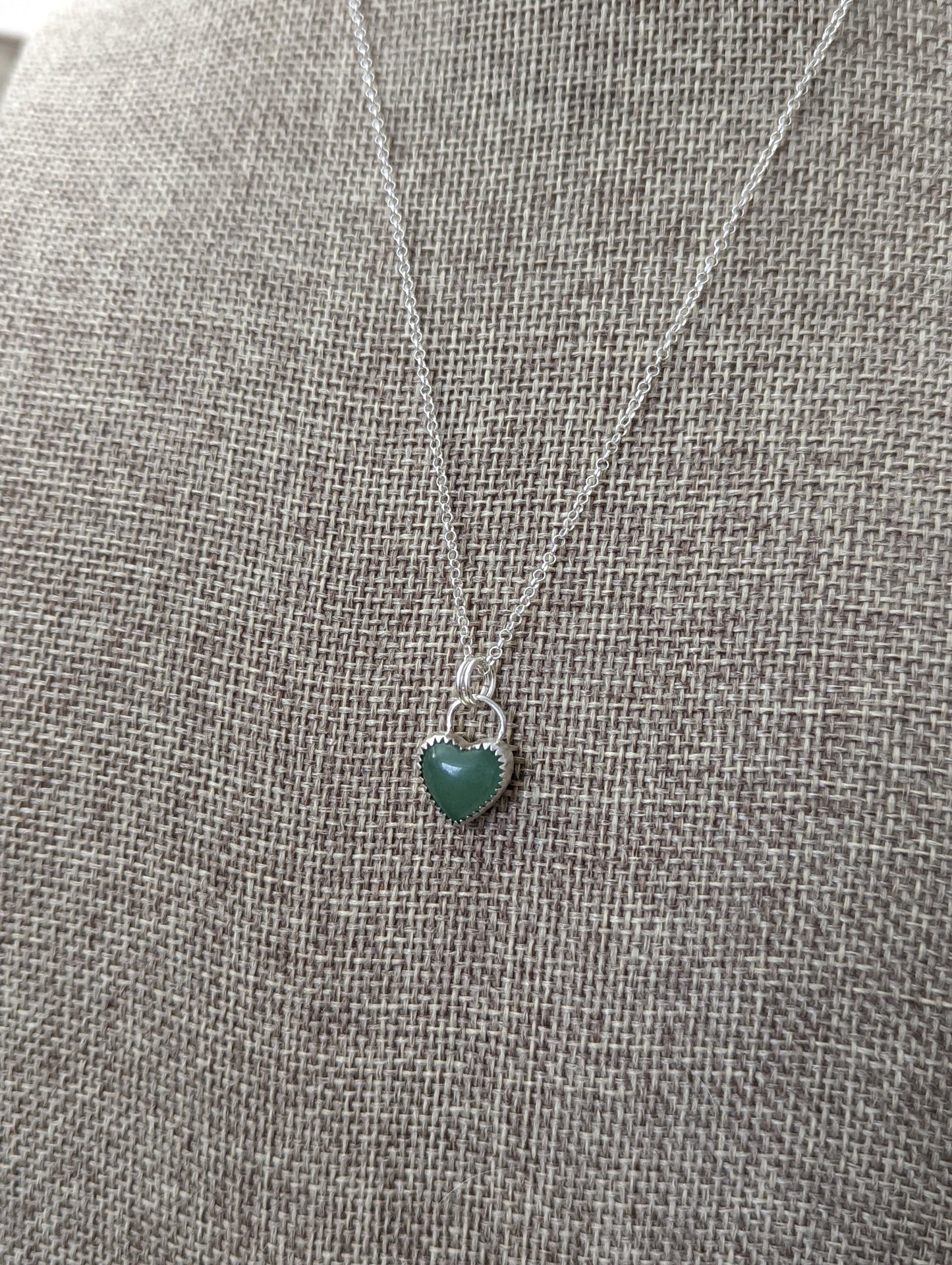 Green Aventurine Mini Heart Necklace (Made to order)
