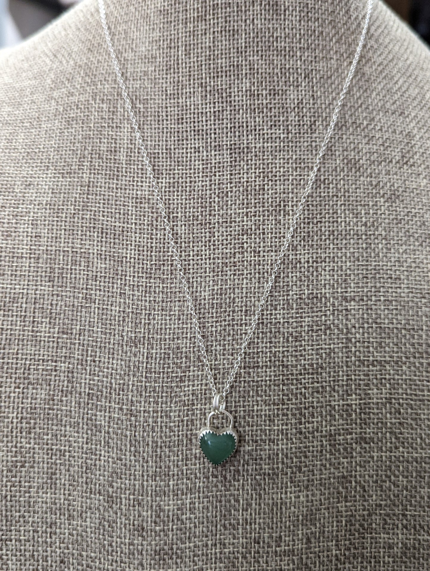 Green Aventurine Mini Heart Necklace (Made to order)