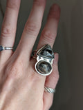 Montana Agate and Black Moonstone Statement Ring - Size 9