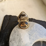 Montana Agate and Black Moonstone Statement Ring - Size 9