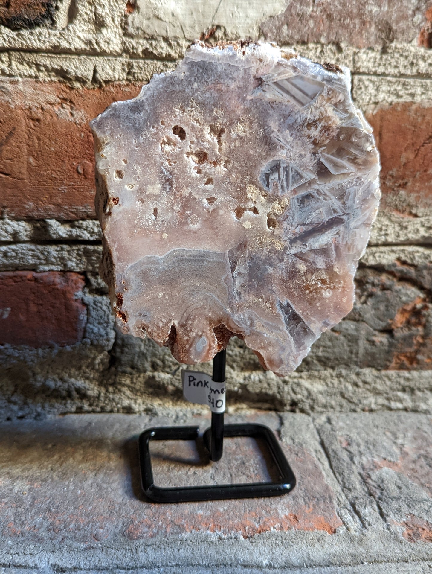 Pink Amethyst on Metal Stand