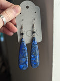 Large Blue Sea Sediment Tear Drop Earrings