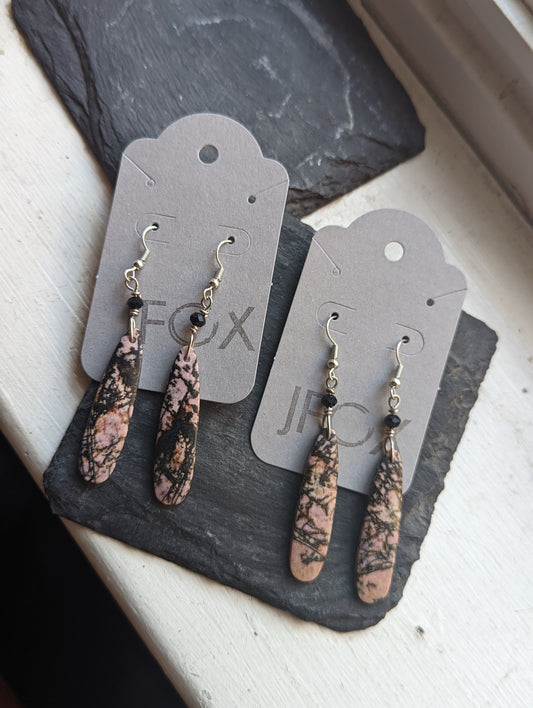 Rhodonite Tear Drop Statement Earrings