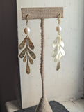 Gold Leaf Pearl Statement Earrings