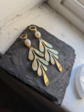 Gold Leaf Pearl Statement Earrings