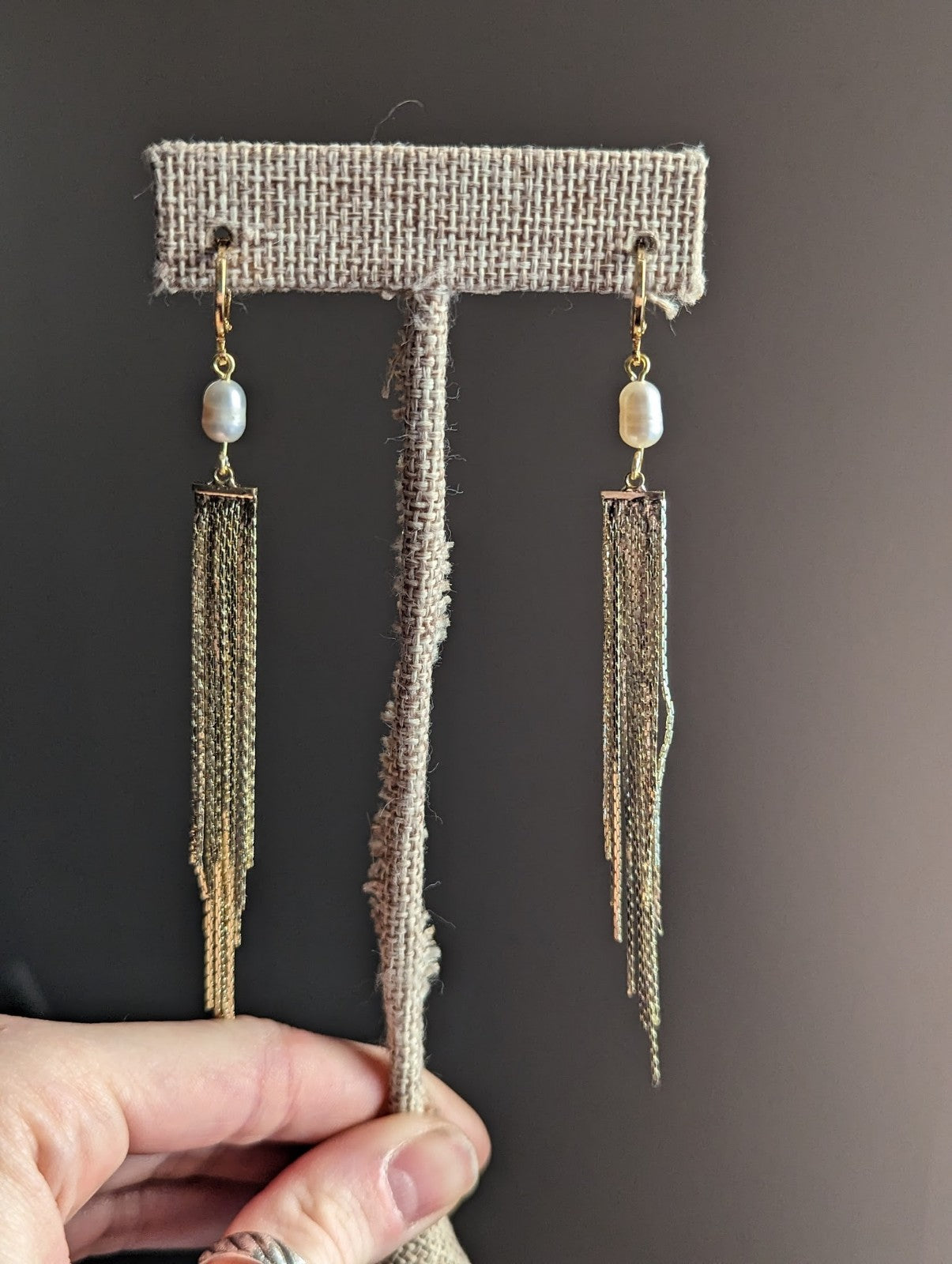 Pearl Golden Fringe Sunshine Hoop Earrings