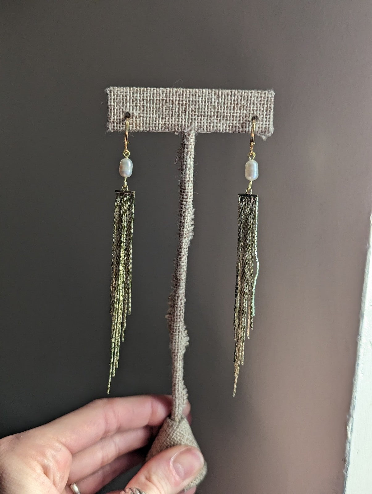 Pearl Golden Fringe Sunshine Hoop Earrings