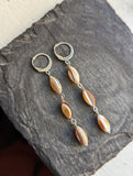 Rice Pearl Trio Silver Hoop Earrings
