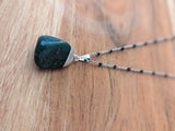 Aventurine Pendant on Silver and Black Chain