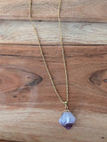 Raw Amethyst Pendant on Gold Satellite Chain