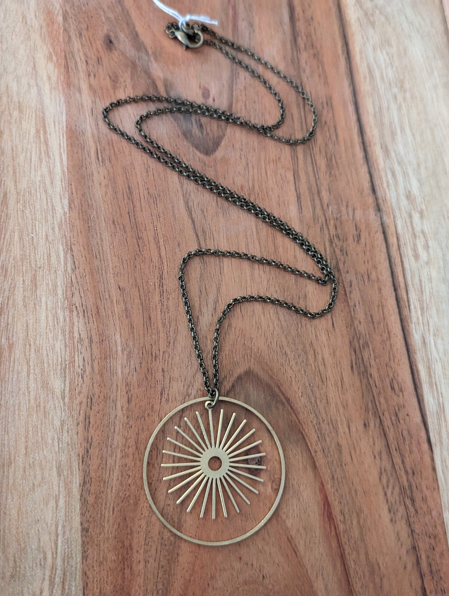 Sun Burst Brass Loop Necklace