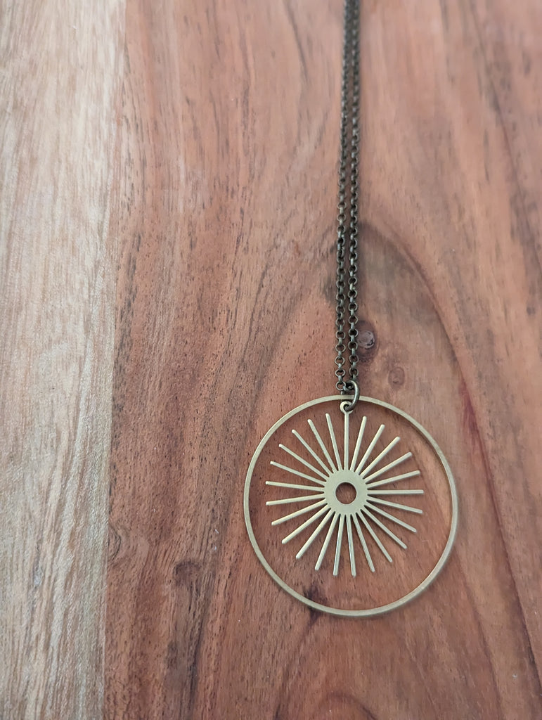 Sun Burst Brass Loop Necklace