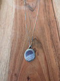 Purple and White Wampum Shell Pendant on Sterling Silver RTS