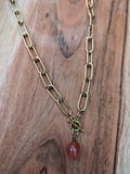 Carnelian on Gold Paper Clip Chain