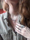 Aquamarine, Pearl, Jasper Paperclip Chain Necklace