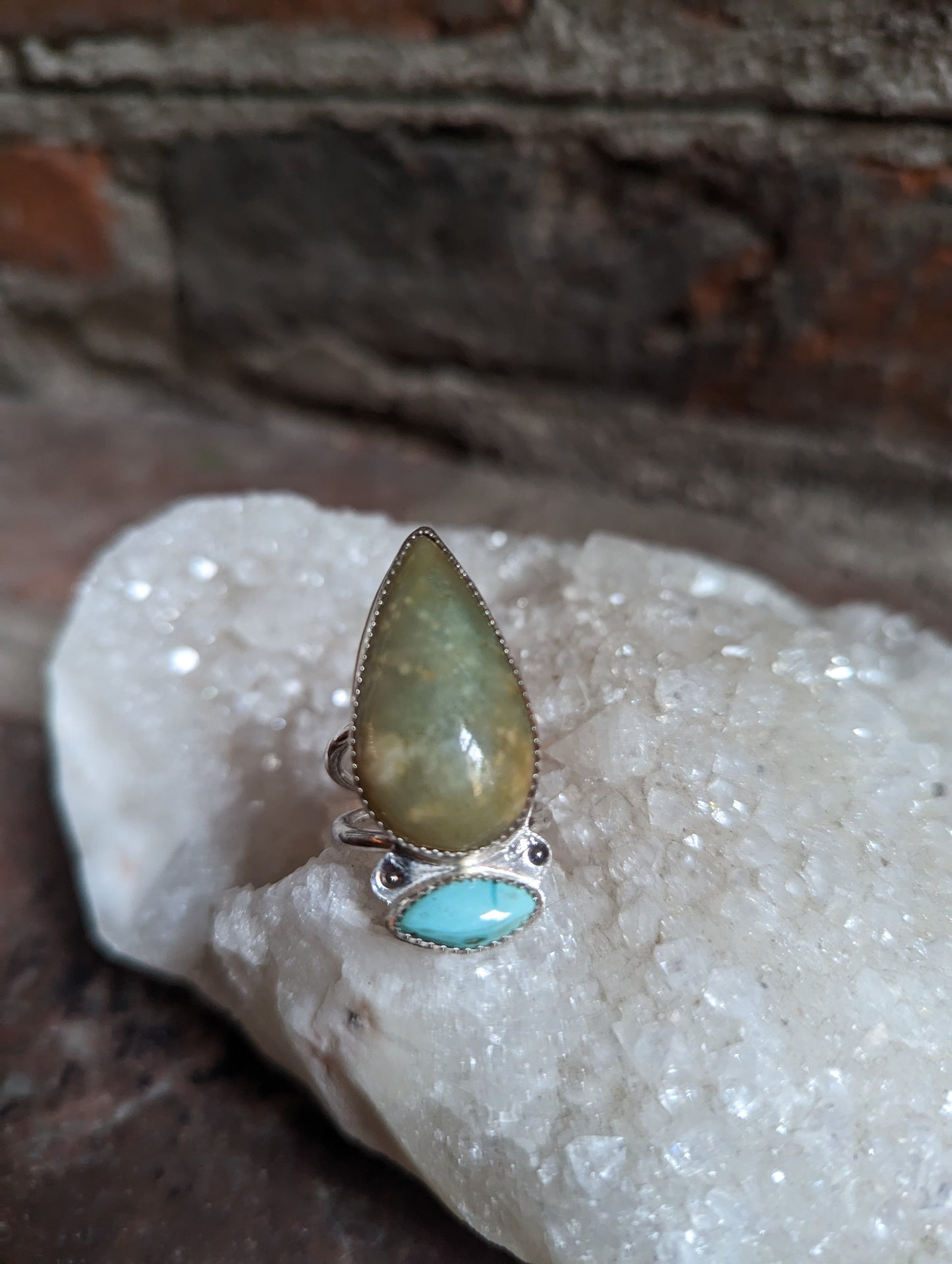 Amazonite and Turquoise Statement Ring (Size 7)